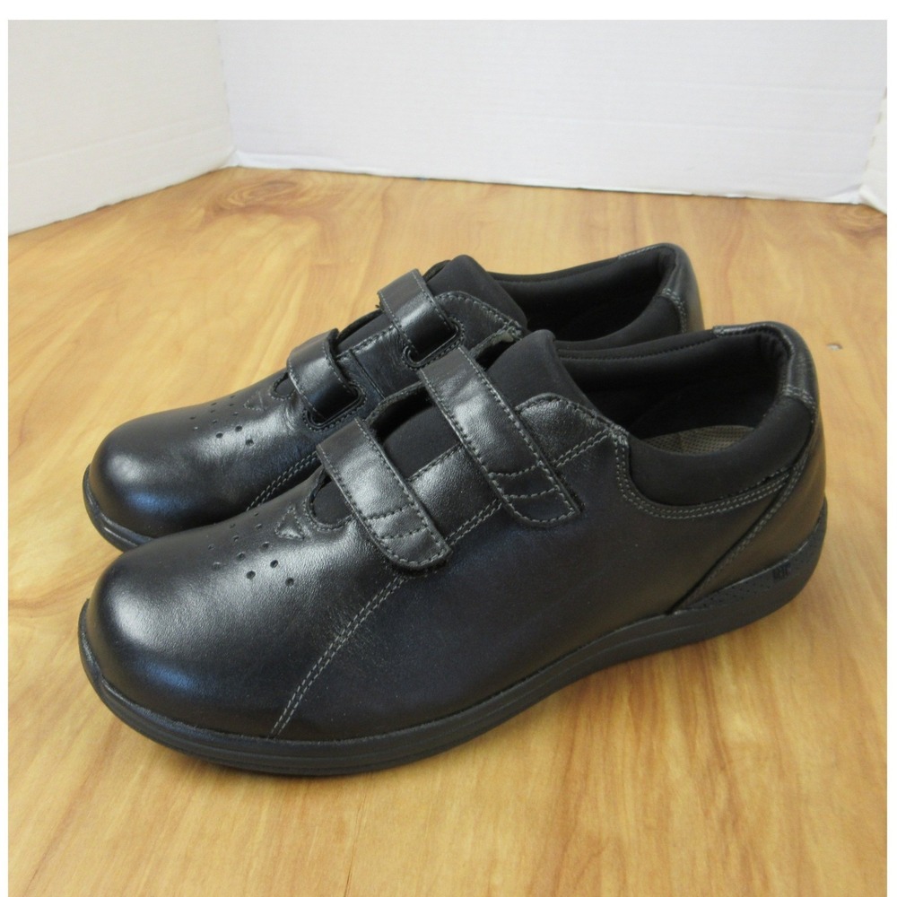 DREW Lotus Adjustable Black Leather Shoes Sz 10.5 Casual Walking‎ Sneakers NEW